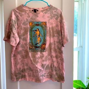 Pink Tie Dye Tarot World Card Tee from Forever 21